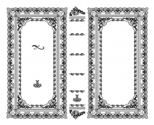 وکتور کادر و حاشیه با گل های خطی سیاه و سفید